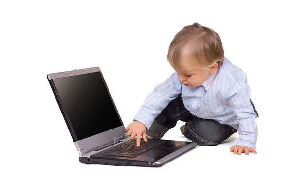 stock image Young boy with laptop