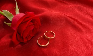 Wedding rings and rose clipart