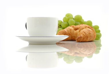 Croissant, cup of coffee clipart