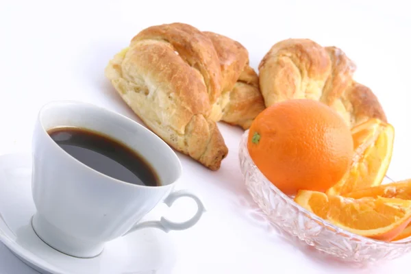Croissant, Tasse Kaffee — Stockfoto