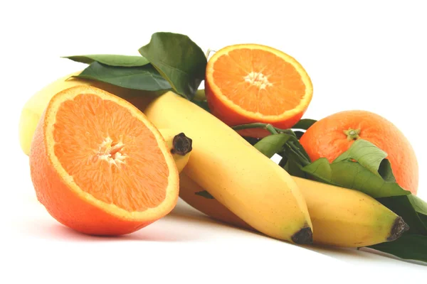 Bananas and orange — Stock Photo, Image