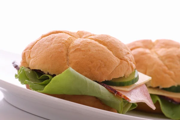 Jambon ve sebze sandviç — Stok fotoğraf