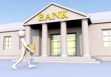 Bank, man and money clipart