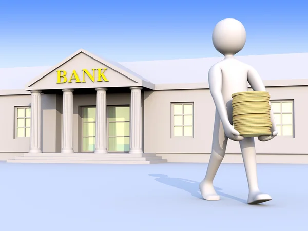 Bank, man and money — Stock Photo, Image