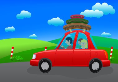Going on holiday (road trip; vector) clipart