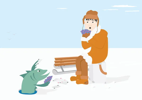 Winter fishing — Stock Illustration Winter fishing Stock Vector