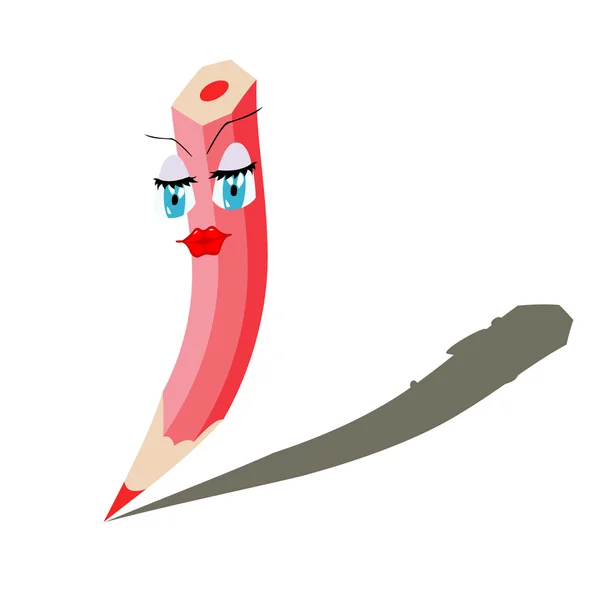 Cartoon pink pencil — Stock Vector