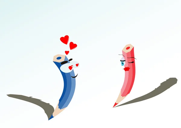 Crayons amoureux — Image vectorielle
