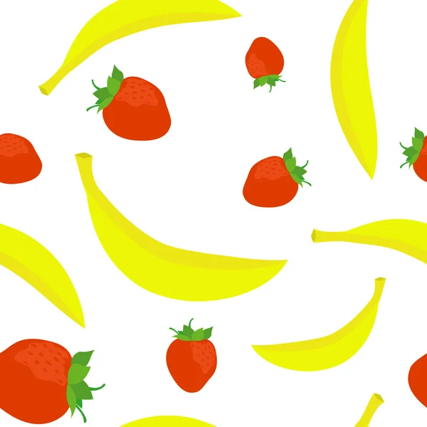 Seamless strawberry-banana — Stock Vector