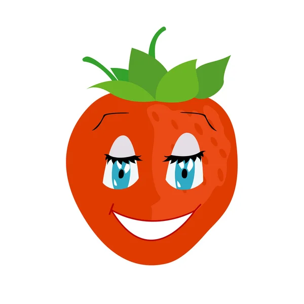 Χαμογελώντας φράουλα κινουμένων σχεδίων — Διανυσματικό Αρχείο