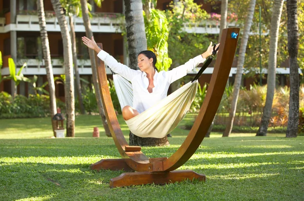 Woman on hammock — Stock Photo, Image