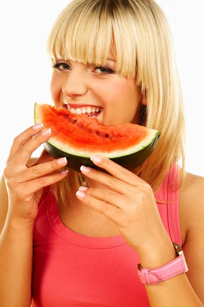 Donne felici con frutta — Foto Stock