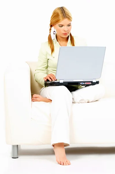 Beauty with laptop — Stock Photo, Image