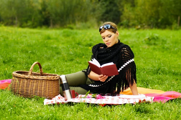 Жінка на пікнік — стокове фото
