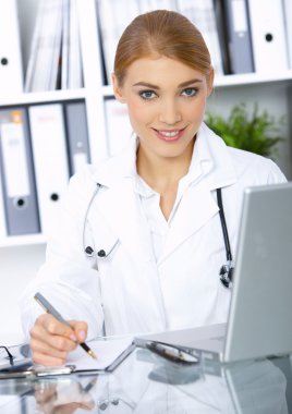 Female doctor in surgery clipart