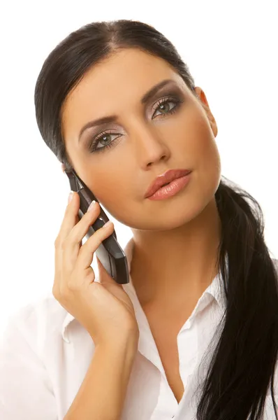 Bizneswoman przez telefon — Zdjęcie stockowe