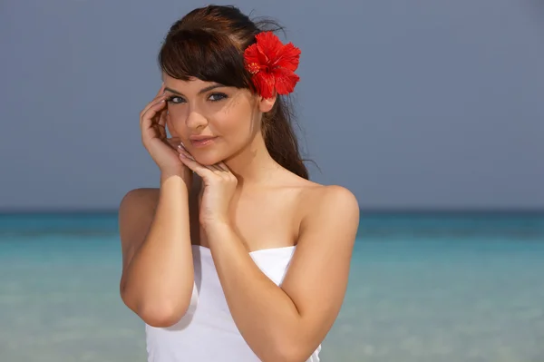 Chica en Caribbean Beach — Foto de Stock