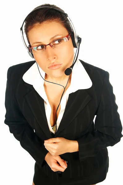 Žena v headsetu — Stock fotografie