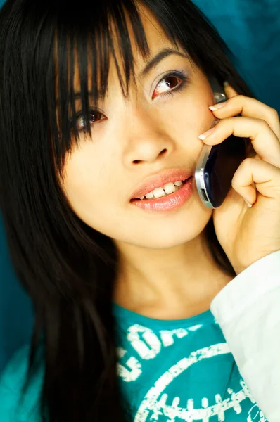 Girl with cell — Stock Photo, Image
