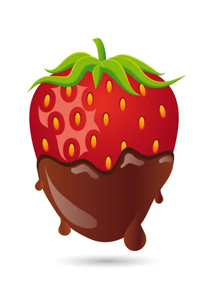 Strawberry in chocolate — Stock Vector