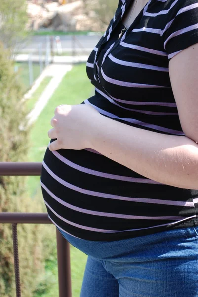 Абдомен вагітної дівчини — стокове фото