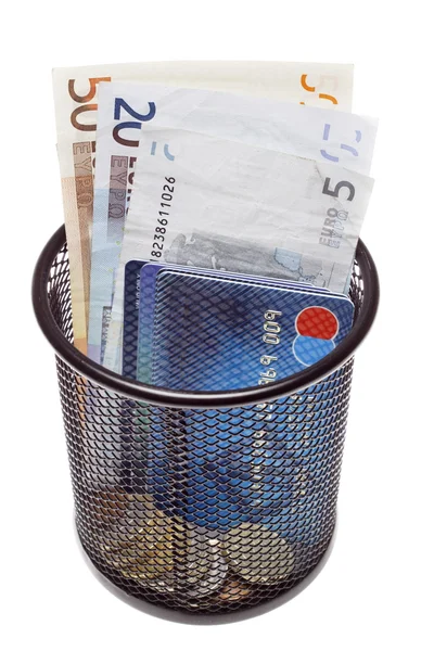 Trash with banknotes — Stock Photo, Image