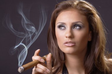 Elegant smoking woman clipart