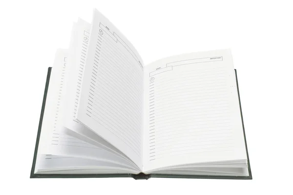 Open white notebook isolated — Stock Photo, Image