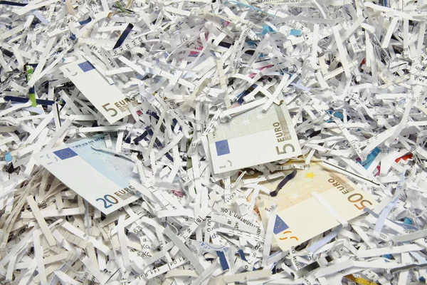 Geld als papier voor recycling — Stockfoto