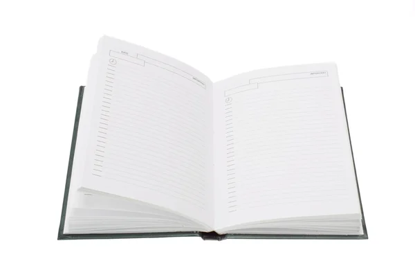 Caderno branco aberto isolado — Fotografia de Stock
