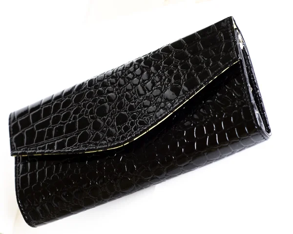 Graceful leather purse of black colour — Stock Photo, Image
