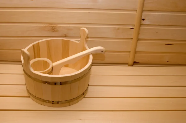 stock image Basin with a ladle for Russian bath