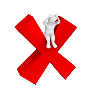 White guy and failed symbol clipart