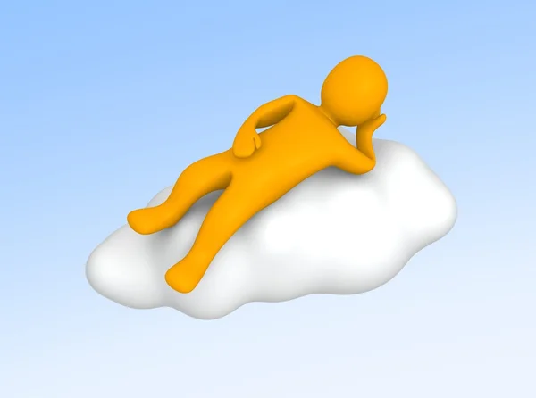 stock image Man lying on cloud