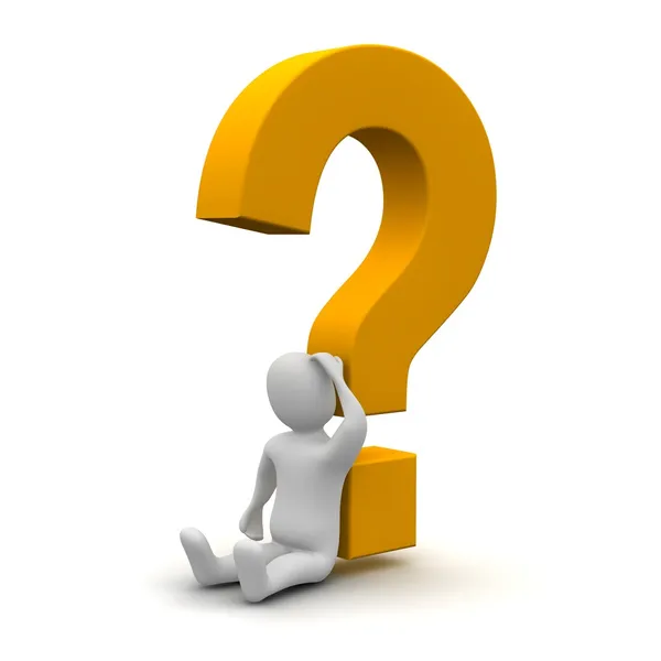 Thinking man and question mark — Stock Photo, Image