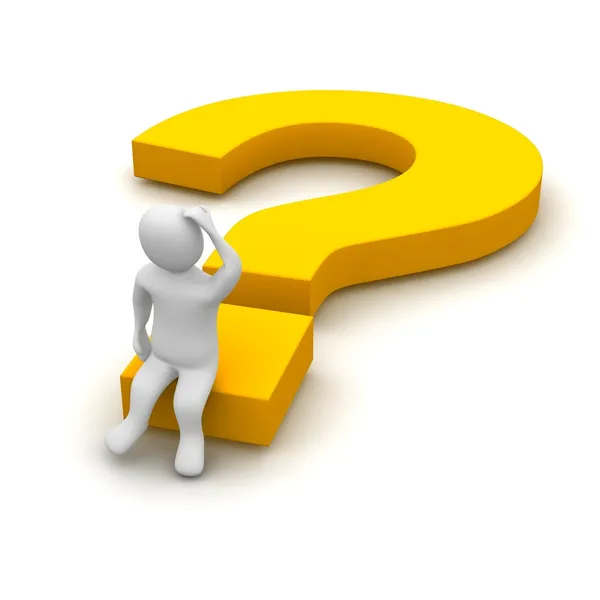 Thinking man and question mark — Stock Photo, Image