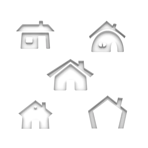 Zestaw 5 dom ikon — Zdjęcie stockowe