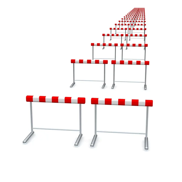 Hurdles in row — Stock Photo, Image