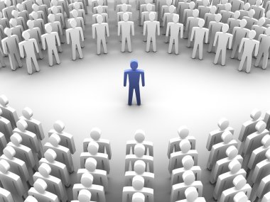 Person surrounded with crowd clipart