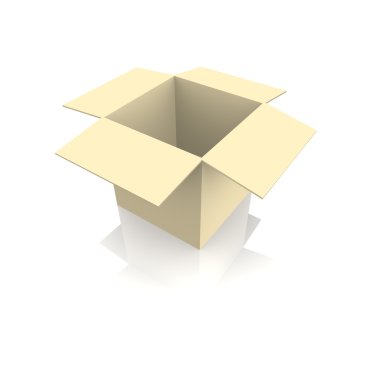 Empty cardboard box 3d clipart