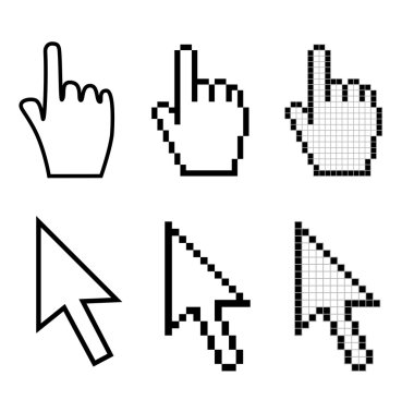 Hand and arrow mouse cursors clipart