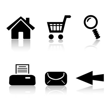 Black and white icons set clipart