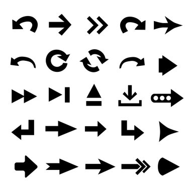 Set of 25 arrow shape variations clipart