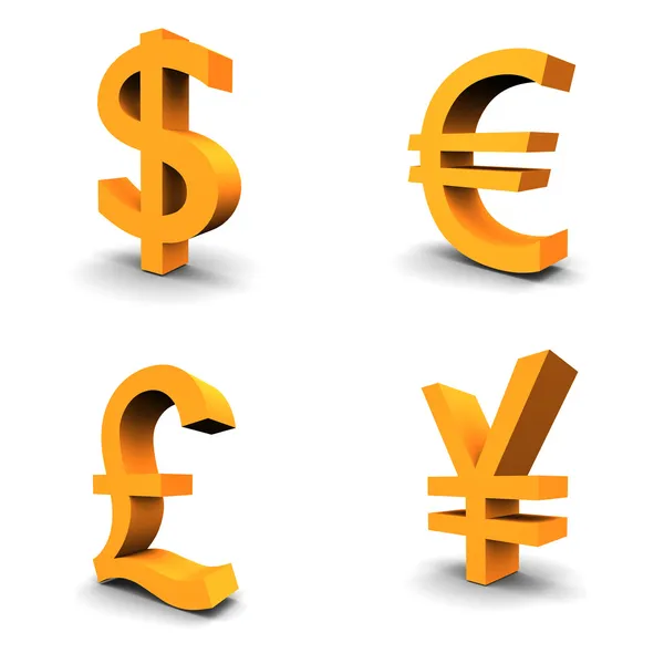 Dollar, Euro, Livre, Yen — Photo