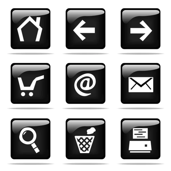 Zestaw błyszczący przyciski z ikonami — Zdjęcie stockowe
