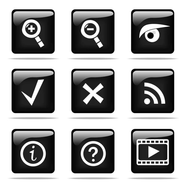 Uppsättning blanka knappar med ikoner — Stockfoto