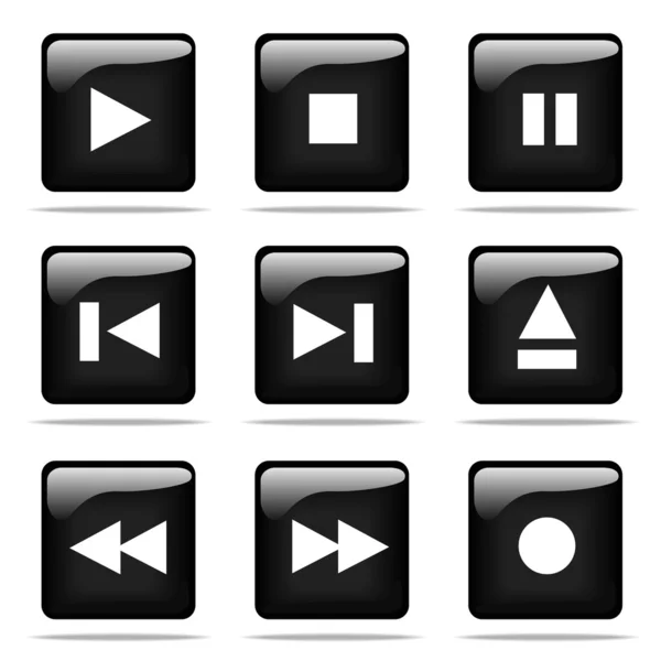 Conjunto de botones brillantes con iconos de reproductor — Foto de Stock