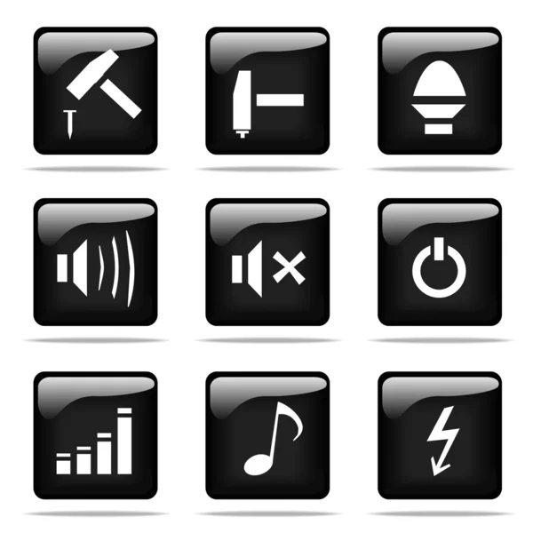 Conjunto de botões brilhantes com ícones — Fotografia de Stock