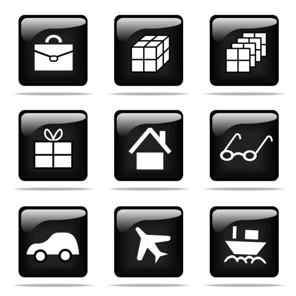 Set of glossy buttons with icons — Stock Photo, Image