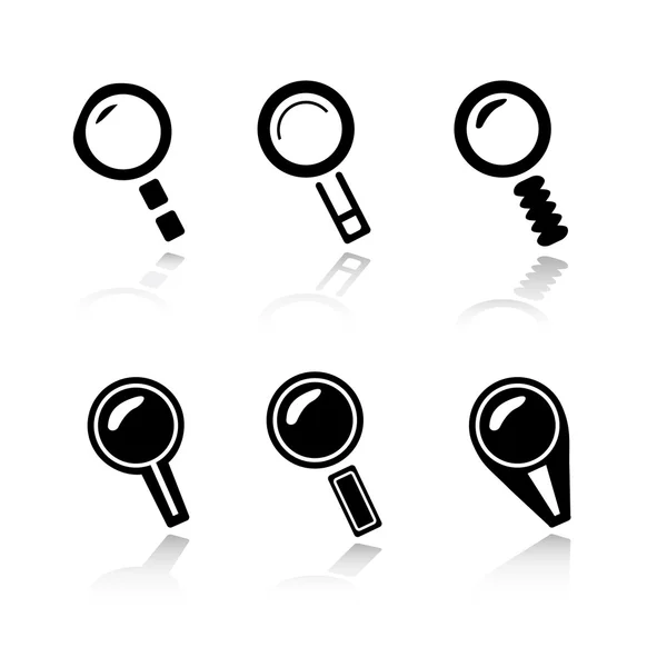 Set of 6 magnifier icons — Stock Photo, Image